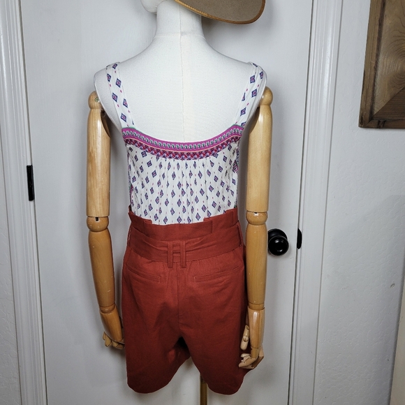 Boden St Ives Paperbag Tie Waist Linen Shorts Rust Size 6 - Picture 5 of 8